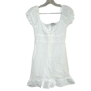 Hello Molly Only Desire Milkmaid White Cotton Gauze Ruffle Mini Dress Small US 4